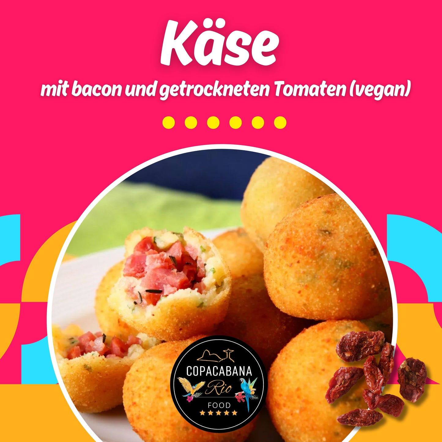 Käse mit bacon und getrockneten Tomaten (vegan)